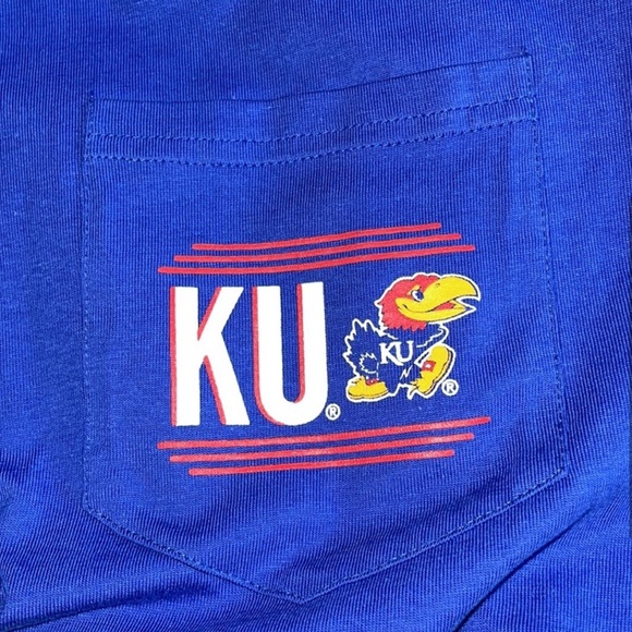 Kansas Jayhawks Short Sleeve Shirt Crimson and Blue NCAA - Picture 2 of 5